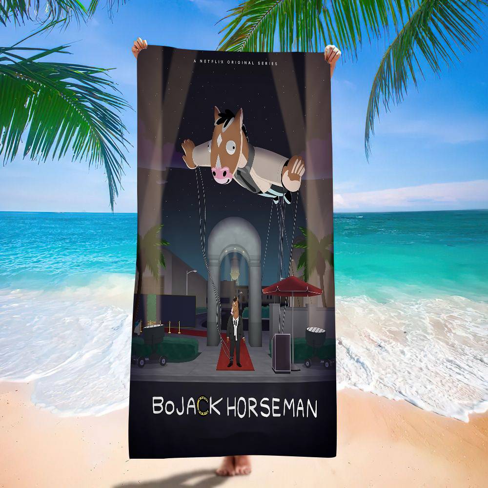 Grappige BoJack H-Horsemans Bath Towel Microfiber Soft Water Absorbing Breathable For Girl Kids Decorative Cartoon Beach Towel