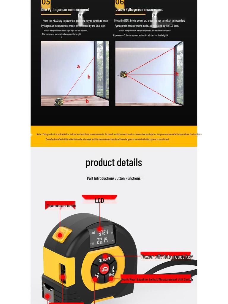 Three-in-One Smart Laser Rangefinder: Digital Tape Measure & Electronic Ruler