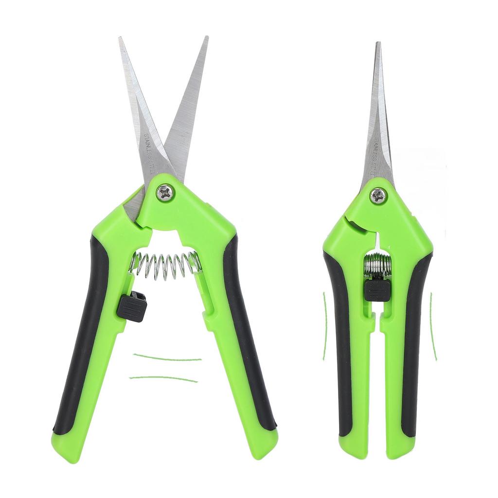 Garden Shrs Spring Loaded Side Locking Automatic Push Stainless Steel Garden Scissors
