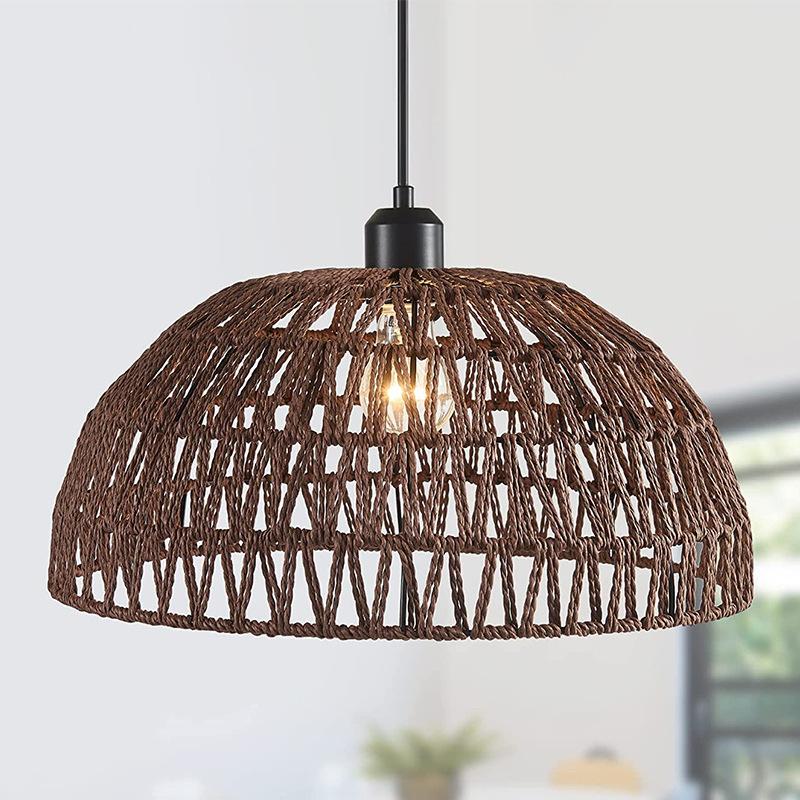 Newest Japanese-style hemp rope woven pendant lights B&B pastoral restaurant tea room inn bar bedroom rattan indoor lighting Hot