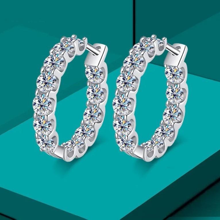 Gra Certified 2.6ct Moissanite Earring 925 Sterling Sliver Wedding Huggie Moissanite Hoop Earring for Women Wedding Jewelry