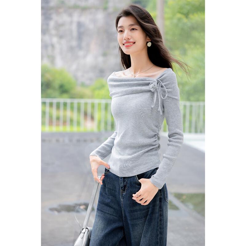 Mocana Women's Floral Halter One-Shoulder Long Sleeve Knit Top