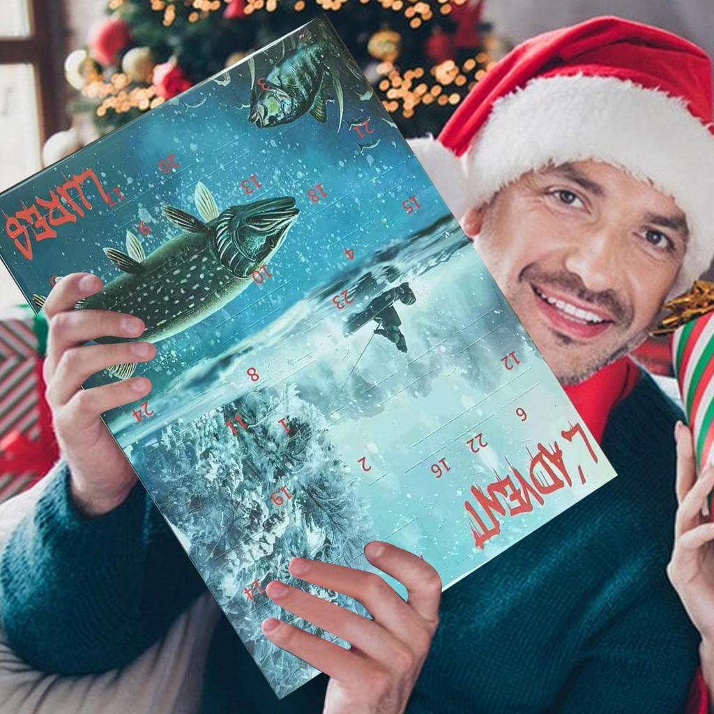 Christmas Countdown Fishing Lure Calendar  24 Grids Fishing Lure Calendar Christmas Countdown Seasonal Decor for Ponds  Rivers