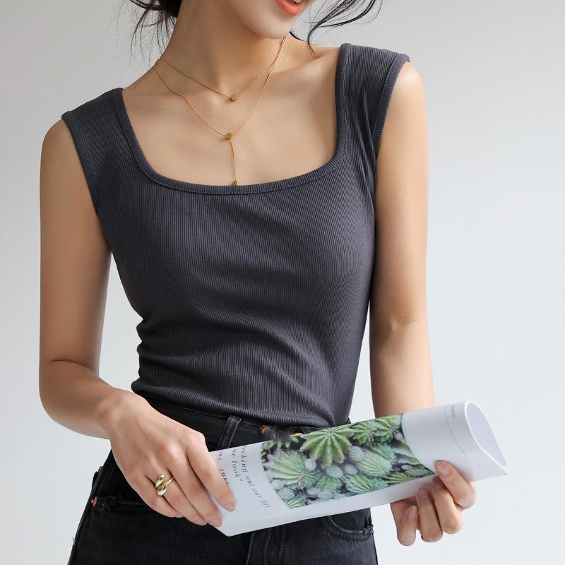Magliette da donna senza maniche con scollo a U T-shirt da donna Gilet da strada Top