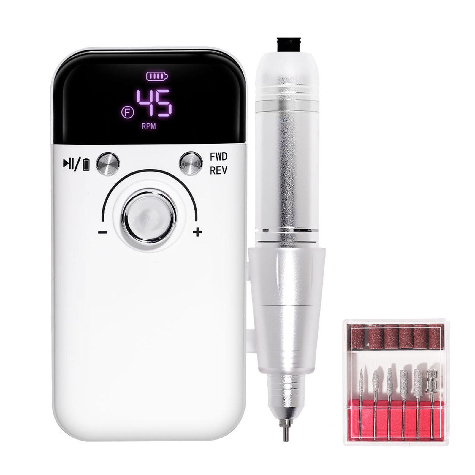 

Электрическая машинка для маникюра и педикюра, 45000 об/мин, регулируемая скорость белый