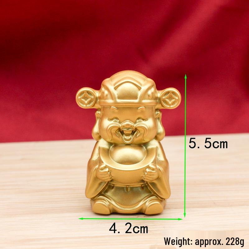 Solid Brass Smiling Face God of Wealth Desktop Ornament - Yuanbao Handicraft Gift Decoration
