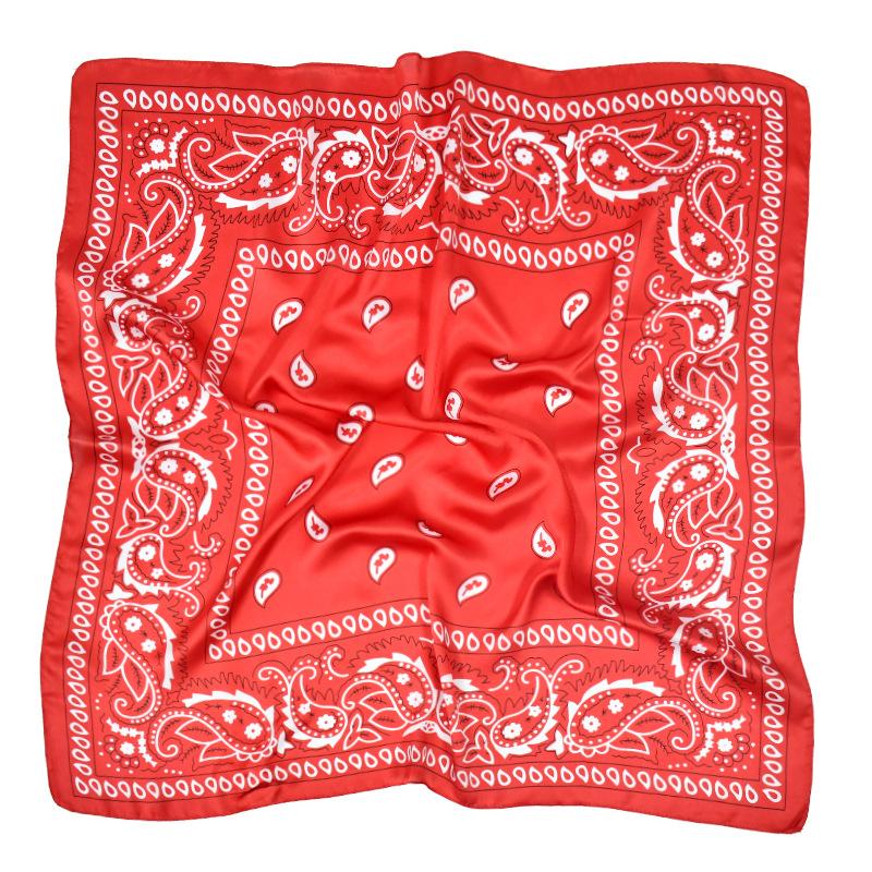 New Silk Square Scarf Women Retro Paisley Cashew Print Neckerchief Female Foulard Head Hijab Hairband Soft Neck Bag Ribbon Satin