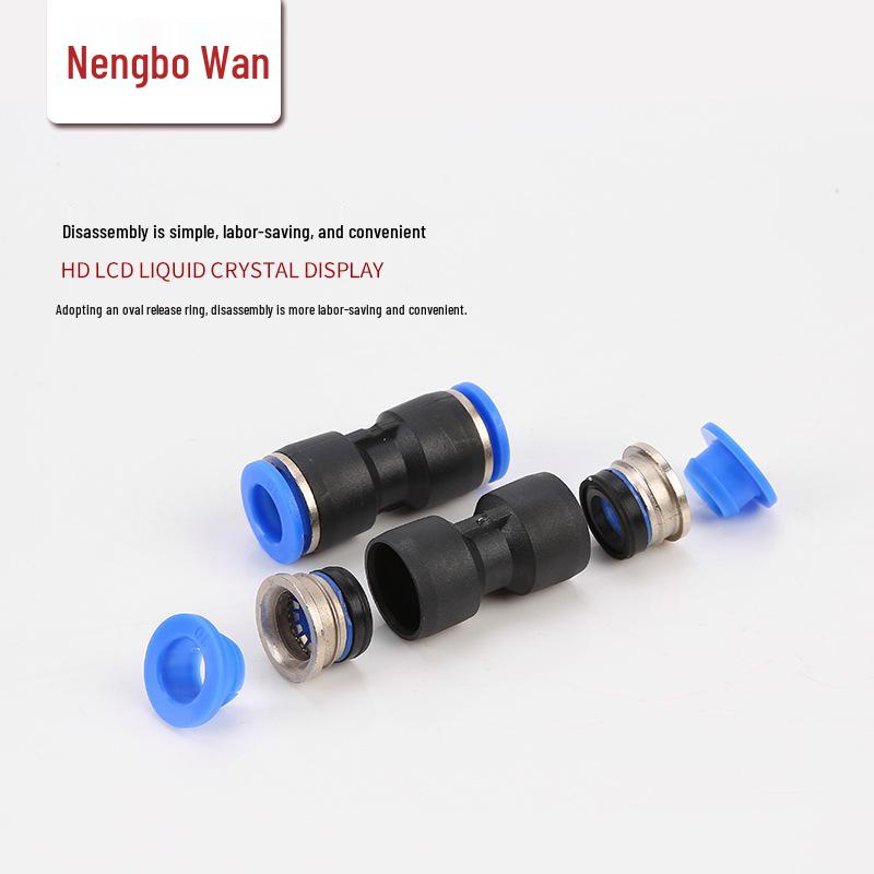 Plastic Reducing Straight Quick-Connect Pneumatic Air Tube Fitting (PU Sizes: 6-8-10-12-14-16PG)