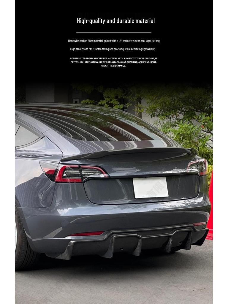 Tesla Model 3 V Style Carbon Fiber Front Lip & Side Skirts Kit