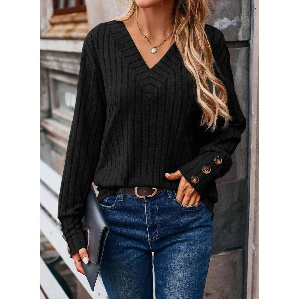 Women's Sweater Fall/Winter Casual Sweatshirt Women's Solid Color Top Long-Sleeve Crew Neck Patchwork Pullover Top T-Shirt
