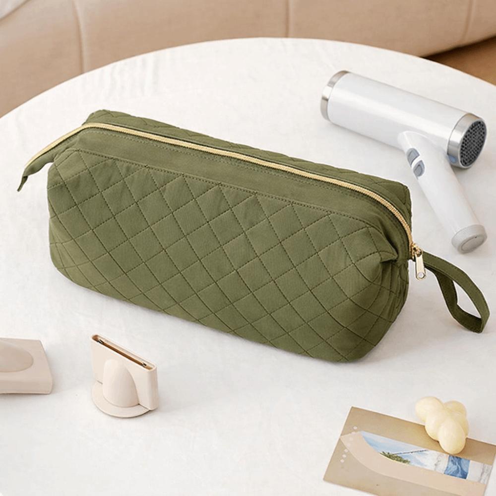 Portable Solid Color Storage Organizer Quilted Large Capacity Makeup Bags Pen Bags Travel