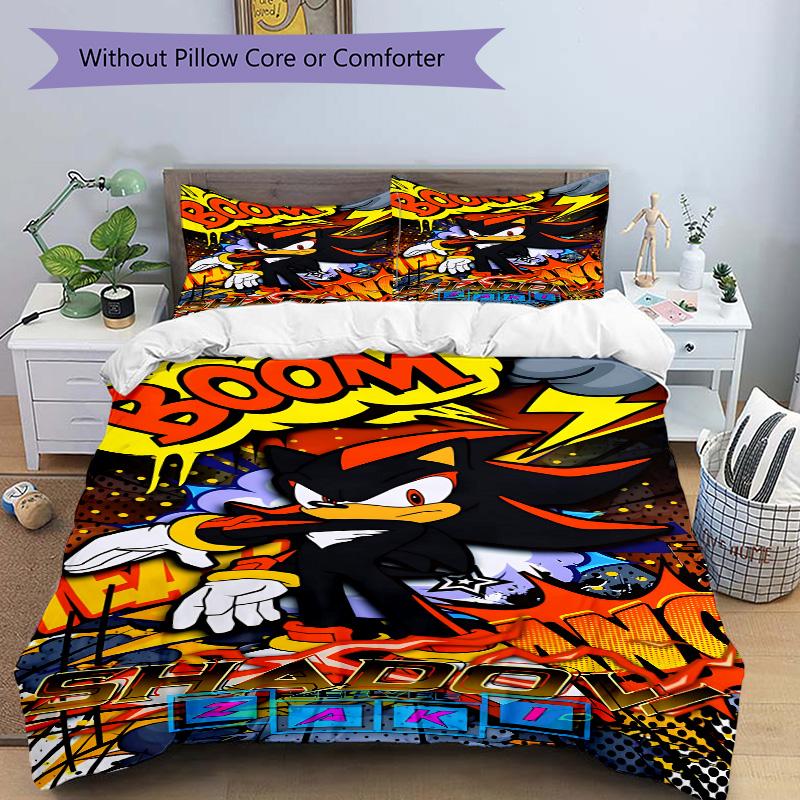 Shadow Hedgehog Artwork Print 3Pcs Bedding Setduvet Cover With 2 Bedropillowcase Home Birthday Gift
