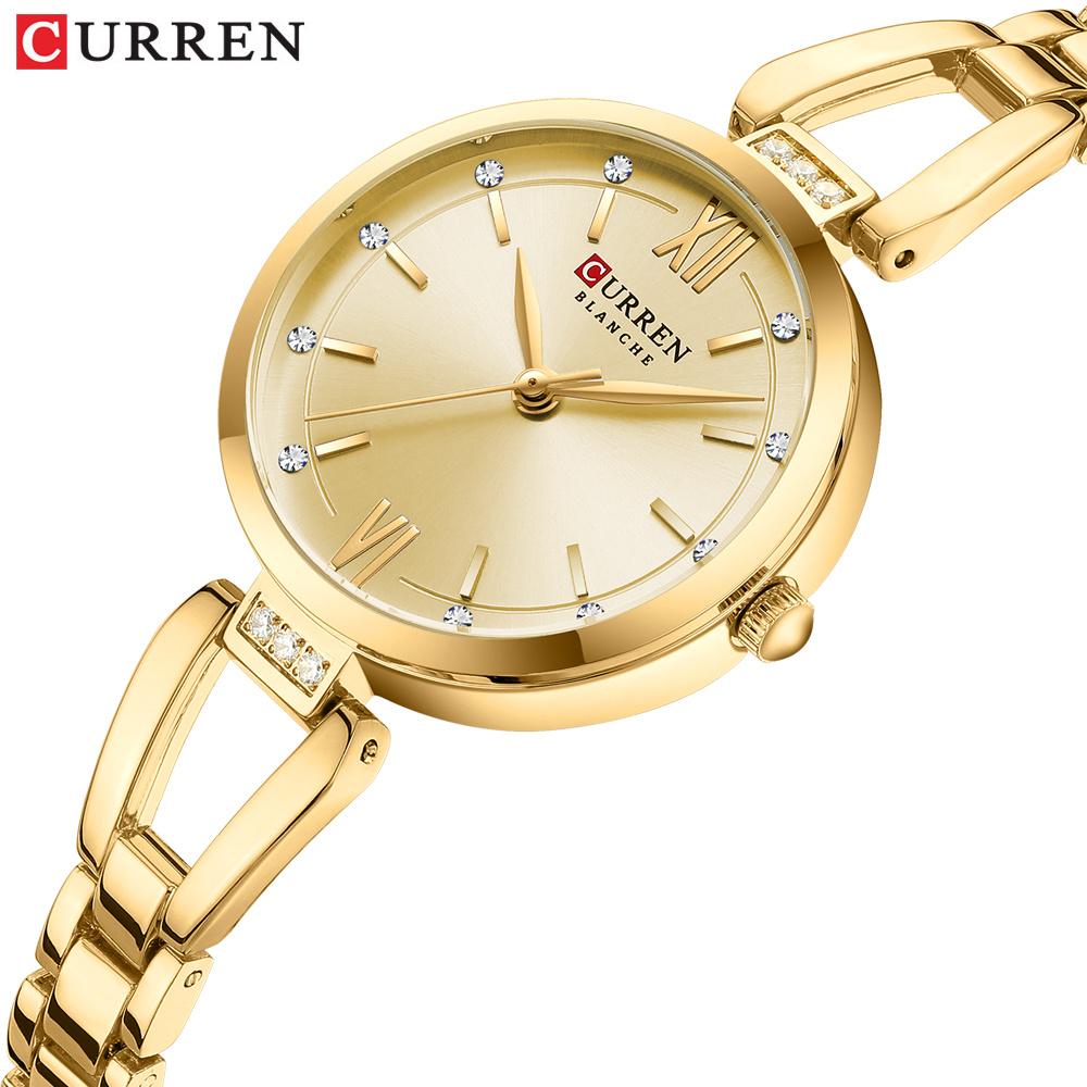 CURREN Women Watch Brand Luxury Casual Lady Girl Wristwatch Elegant Stainless Steel Bracelet Original Female Clock Clear 9092