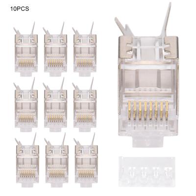10 Pcs Shielded RJ45 8P8C CAT7 30GIP Communication Network Server Connectors Ethernet Cable RJ45
