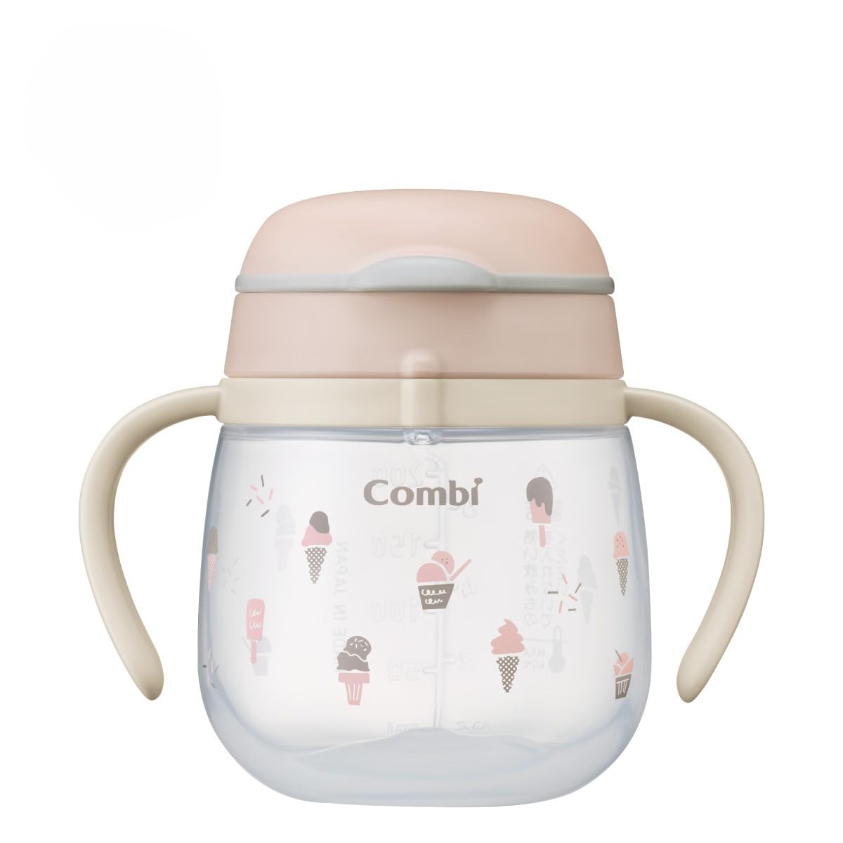 Кружка-непроливайка Combi Rakumug First Ice для детей от 5 месяцев, сделано в Японии, серия Mug, 240 мл, цвет кремовый, с носиком, [Модель 2015 года]