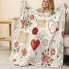 Flannel Fleece Blanket No Shedding Romantic Floral Soft Warm Cozy Blanket for Home, Sofa, Napping, Movie Nights, Perfect Valentine’s Day Gift