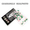 24Pieces Short Fake Nail Light Green Leaf Design Glitters Design French Elegant ABS Artificial Nail for Easy Application