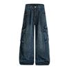 American Vintage Washed Jeans Unisex Straight Leg Wide Casual Pants