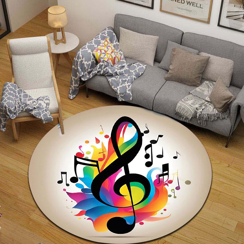 Elegant Round Abstract Multicolor Floor Rug, Non-Slip Floor Mat for Laundry Room