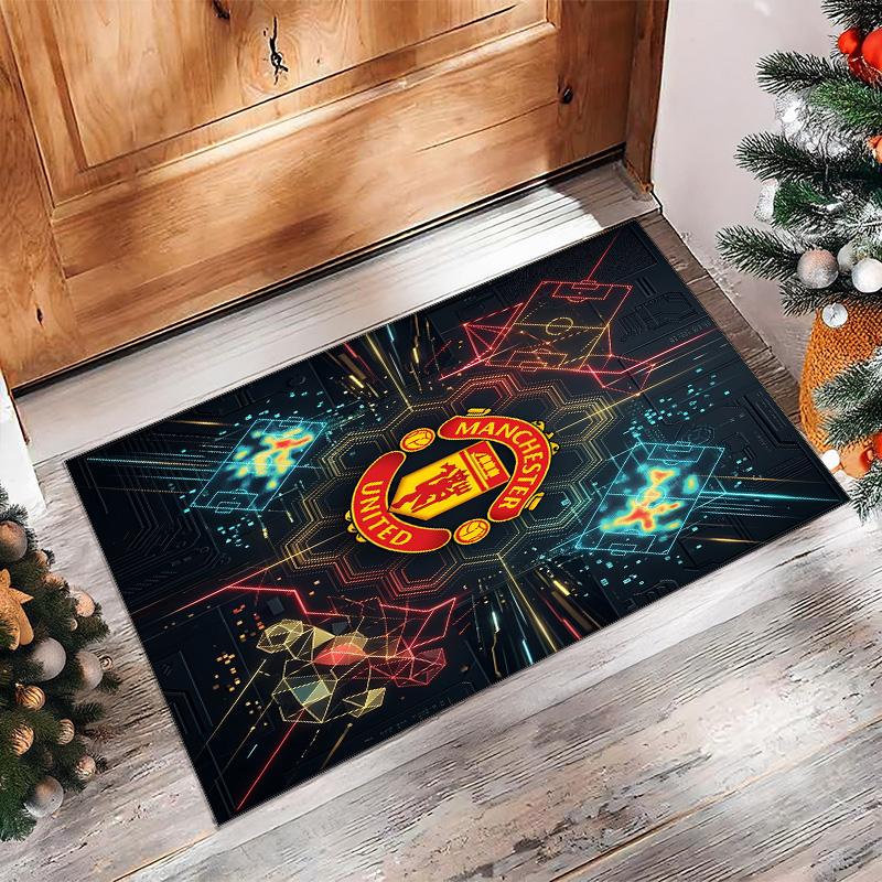 Tappeto in Flanella Stampato Manchester United Antiscivolo Morbido Poliestere Tappeto per Pavimento Tappetino Decorativo per Interni per Camera da Letto Soggiorno Divano