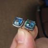 Popular Mini Square Group Set with Diamond Gradient Tourmaline Earrings and Ear Buckles