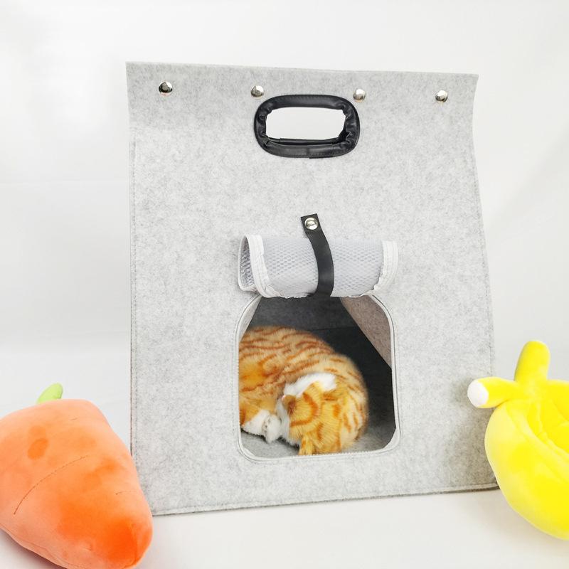 Multi-functional Pet Bed Felt Puppy Cat Washable Collapsible Cat Bed House Outdoor Pet Bag Breathable Mesh Four Seasons