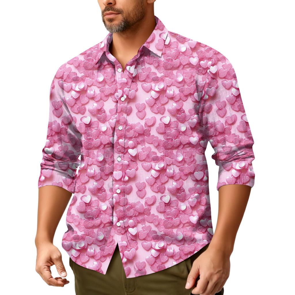 Men'S Casual Loose Fitting Long Sleeved Shirt Fashionable Lapel Shirt Top