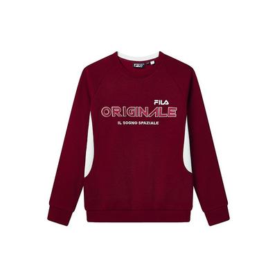 Fila American Style Color Block Letter Locker Einfacher Lässiger Strickpullover Sweatshirt Herren Sweatshirt Rose-Burgund F11M249207FWI