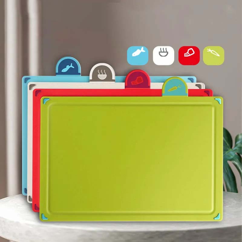 4+1-teiliges Set Klassifizierung Schneidebrett Lebensmittelqualität PP Schneidebrett-Set Kombination Anti-Schimmel-Schneidebrett Obstbrett Hygiene Küchenwerkzeug