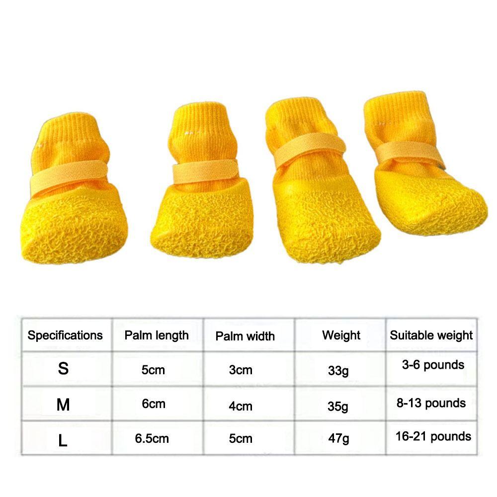 4Pcs/Set Cute Anti-slip Dog Shoes Anti-dirty Waterproof Pet Boots Adjustable Wear Resistant Dog Foot Cover Autumn Winter