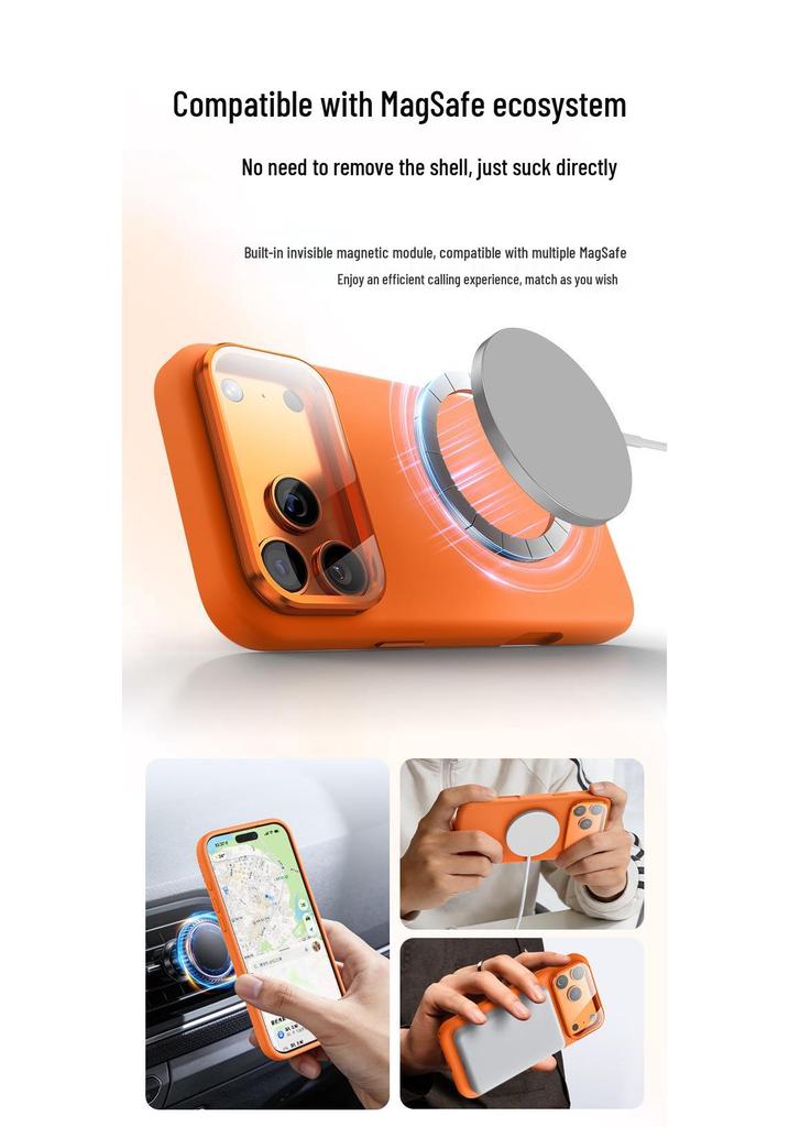 iPhone 17 Pro Max Magnetic Lens Holder Liquid Silicone Drop-Proof Case