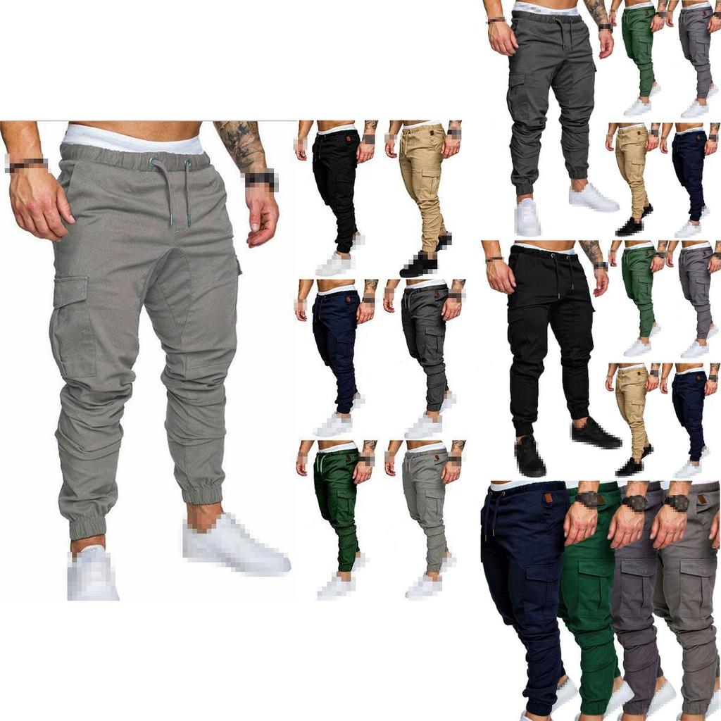 Mens Urban Fashion Slim Fit Zipper Shirring Twill Cargo Jogger Pants In Premium Quality Cotton Blend