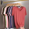Damen V-Ausschnitt Kurzarm T-Shirt Lockerer Schnitt Pendler Freizeit Oberteil Einfarbige Modal Knitterfest Basis Layering T-Shirt Für Frühling Sommer Tägliche Kleidung