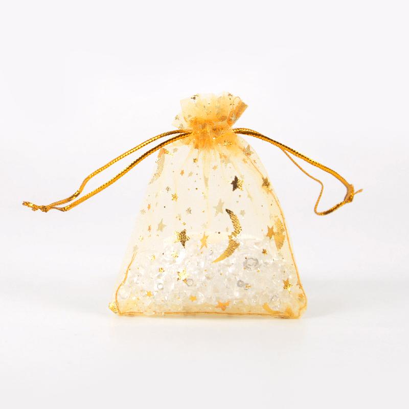 50Pcs Moon Star Drawstring Organza Bags Eid Mubarak Ramadan Candy Gift Packing Bag Jewelry Pouch Wedding Party Decoration Supply