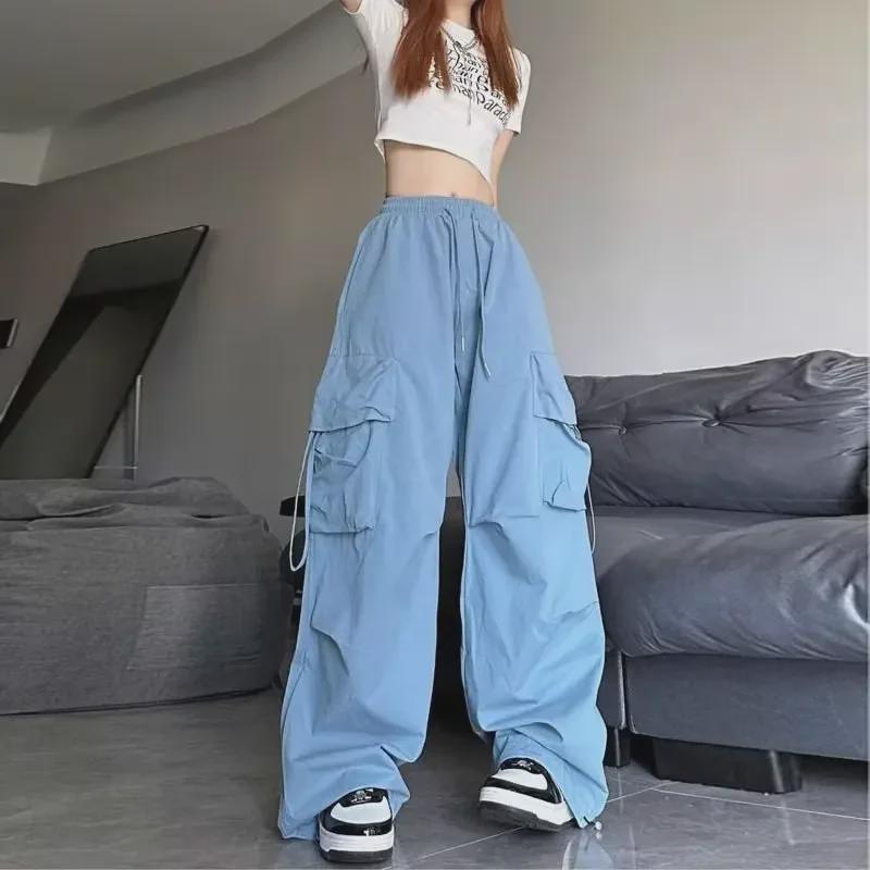 

Women s 2023 Summer High-Waist Wide-Leg Casual Pants XL синий