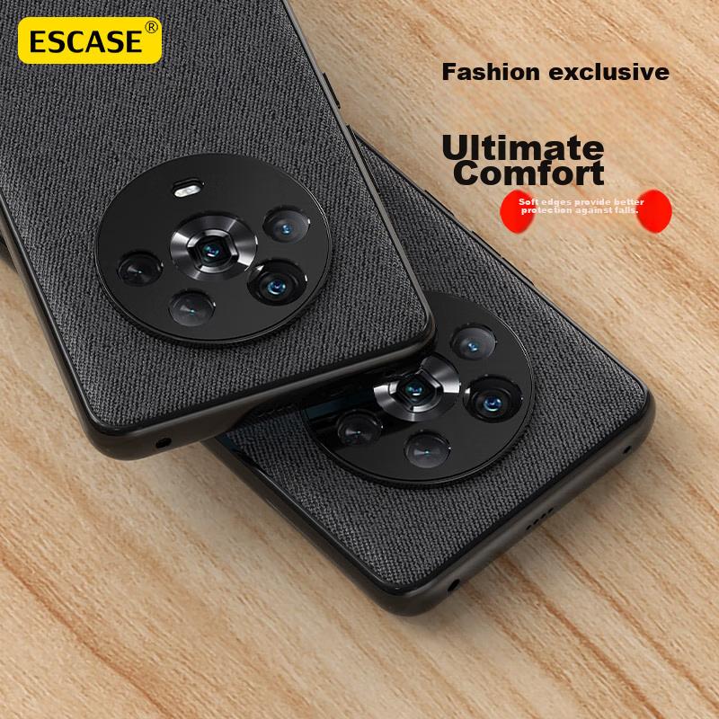 ESCASE Honor Magic4 Phone Case, Honor Protective Cover, Creative Full-Edge Anti-Drop Leather Back Cover, ES-19 Deep Black