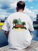 Lässiges Sommer-Strand-T-Shirt mit "Casablanca Tennis Club" Grafikdruck - Kurzarm
