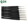 8pcs Thin Head Crochet Hooks Set, Sizes 1.0-2.75mm Black Plastic Handle Aluminum Hook Knitting Needles, Diy Weaving Craft Tool