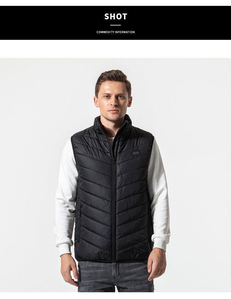 Unisex Plus Size Cotton Heated Vest with Rechargeable Smart Temperature Control