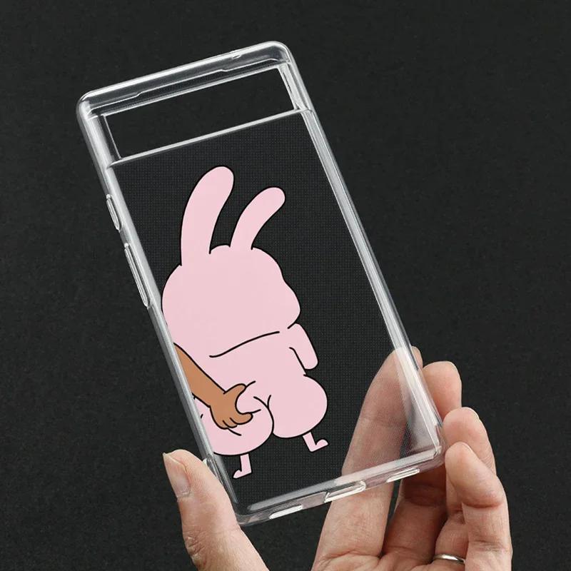 

Funny Bear Bunny Couple Phone Case for Google Pixel 8A 6 6A 5G 8 8 Pro 7 Pro 7A 7 Case Transparent Cover Capa Fundas Skin Pixel 7
