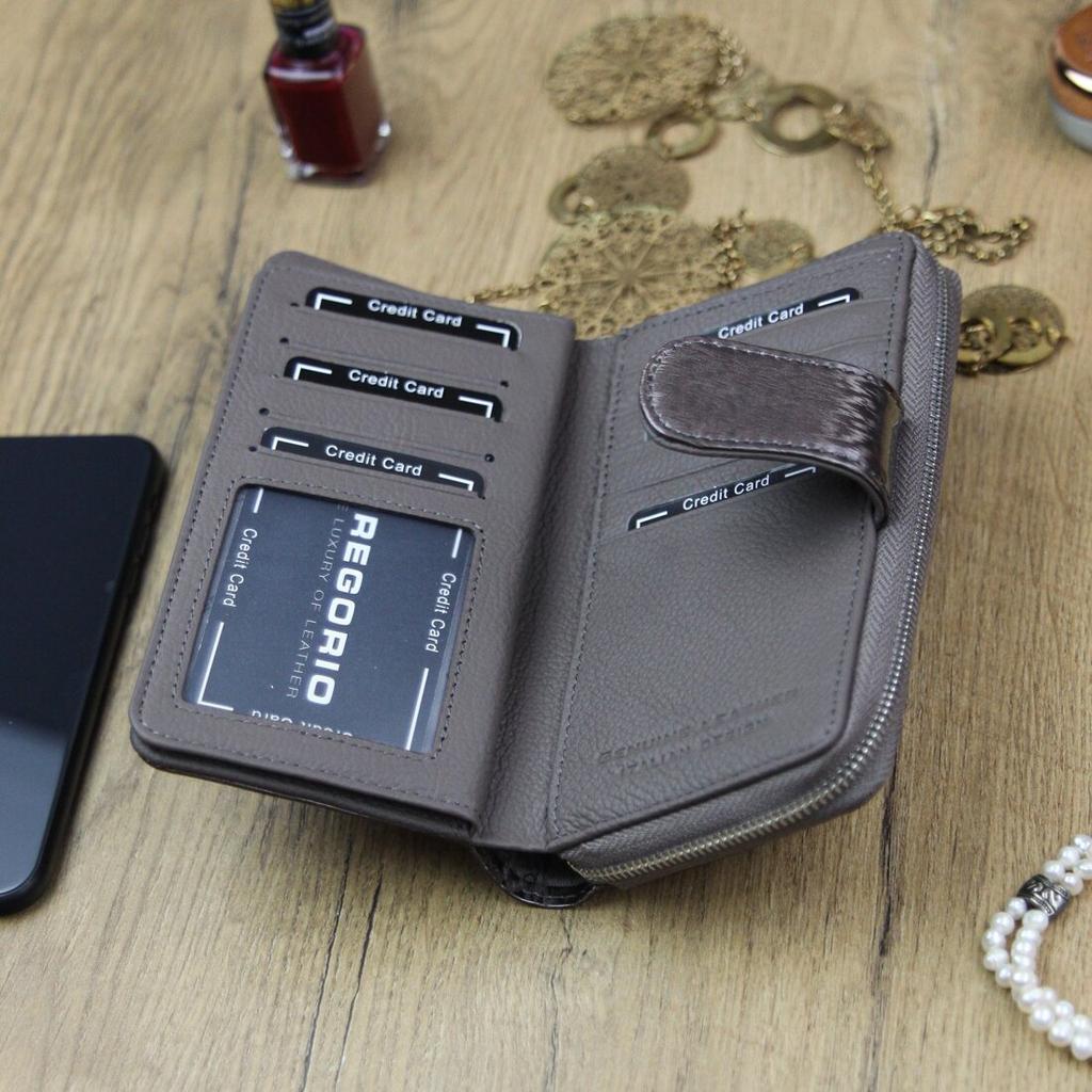 Geräumiges vertikales Lederportemonnaie für Damen Gregorio