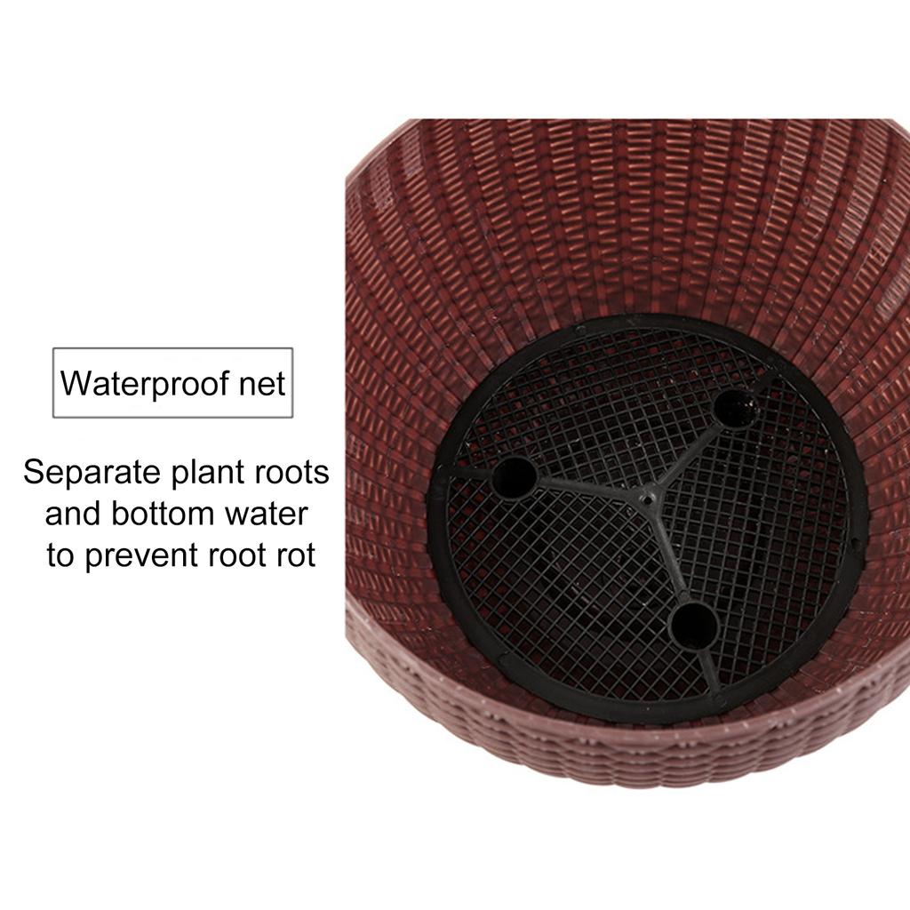 Hanging Basket Flower Pot Automatic Water Absorbing Inner Elegant Rattan Weave Thicken Hanging Plant Pot for Outdoor