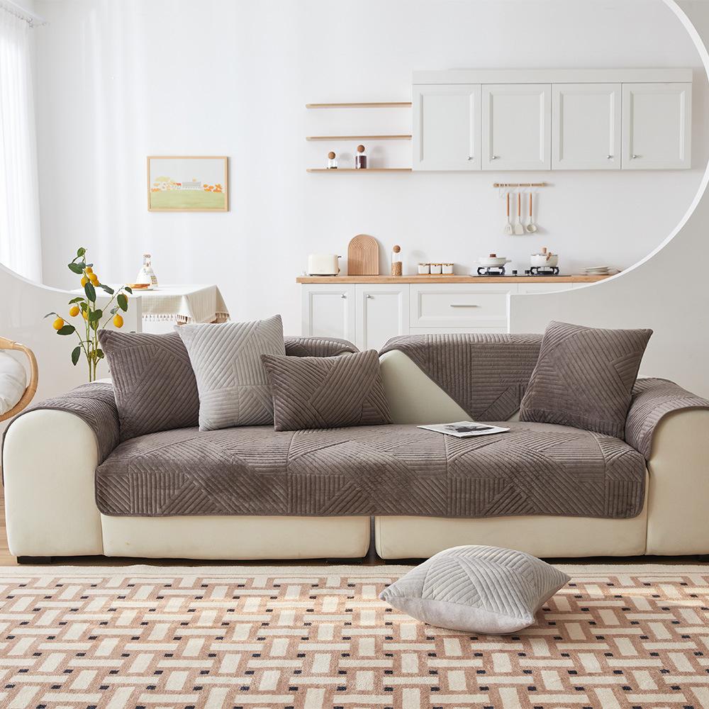 Nordic Ins Sofa Cushion Simple Cushion Autumn and Winter Plush Sofa Cover Retro Sofa Towel