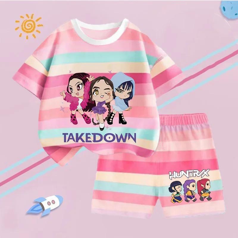 KPop Vânători de Demoni Copii Set Mânecă Scurtă Pantaloni Scurți Modă Vară Haine Copil Băiat Bebeluş Bumbac Tricou Pantaloni Ținute Fată Treninguri