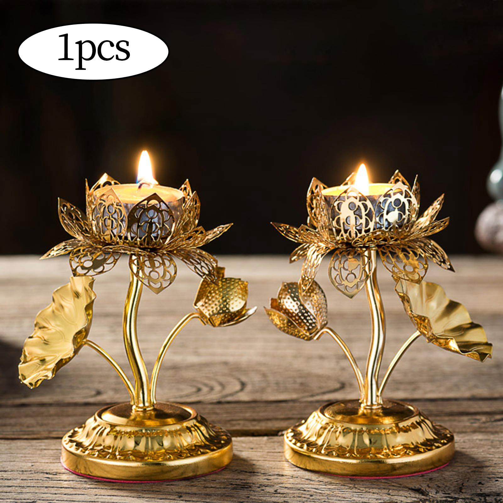 

Lotus Candle Holders Prayer Candles Candelabras Farmhouse Decorative Tealight Candlestick for Hotel