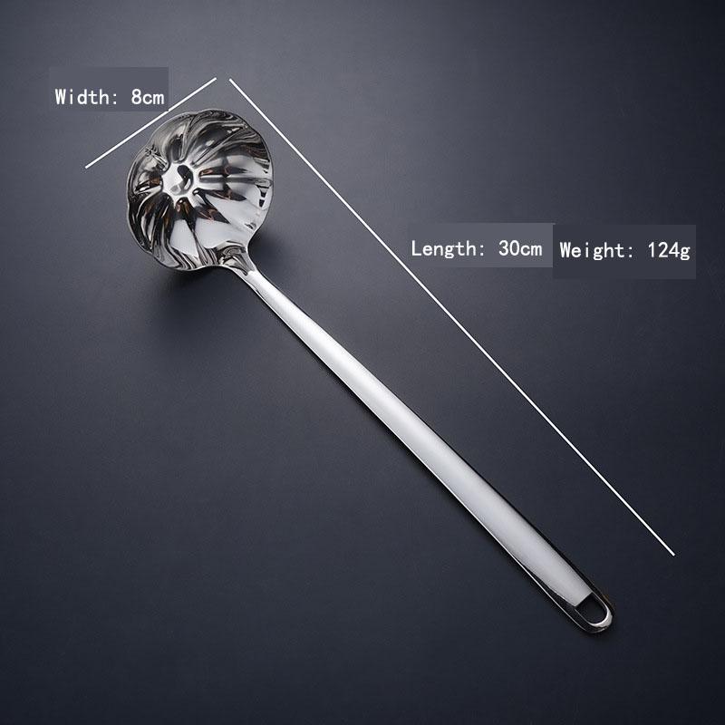 Nerezová naběračka na horký hrnec cedník naběračky Hotpot polévková naběračka lžíce list lotosu tvarovaná dlouhá rukojeť cedník kuchyňská pomůcka na vaření