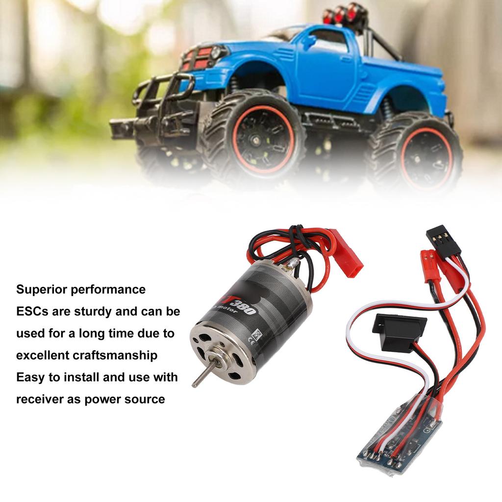 RC Brushed Motor ESC Professional 380 Stainless Steel Large Torsion 38T Brushed Motor with 30A Brush ESC JST Plug for 1/16 1/18 RC Car Boat