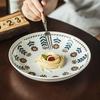 Retro Japanese Hand-Painted Small Flower Ceramic Plate, Household Tableware, Deep Plate, Creative Plate, Vegetable Plate, Pasta Plate, Western Plate