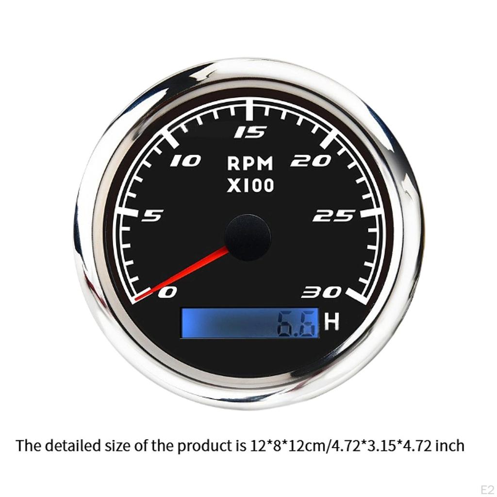 Digital Tach Hour Meter Universal RPM Gauge for 12V/24V Auto Boat Truck