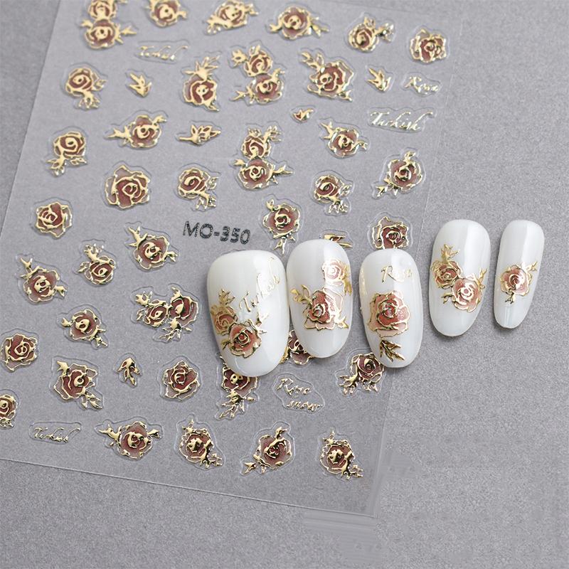 Rose Flower 3D Nail Sticker Accessories Nail Art Decoration Self-Pressing On Manicure Sticker Ladies Manicure Supplies Decal